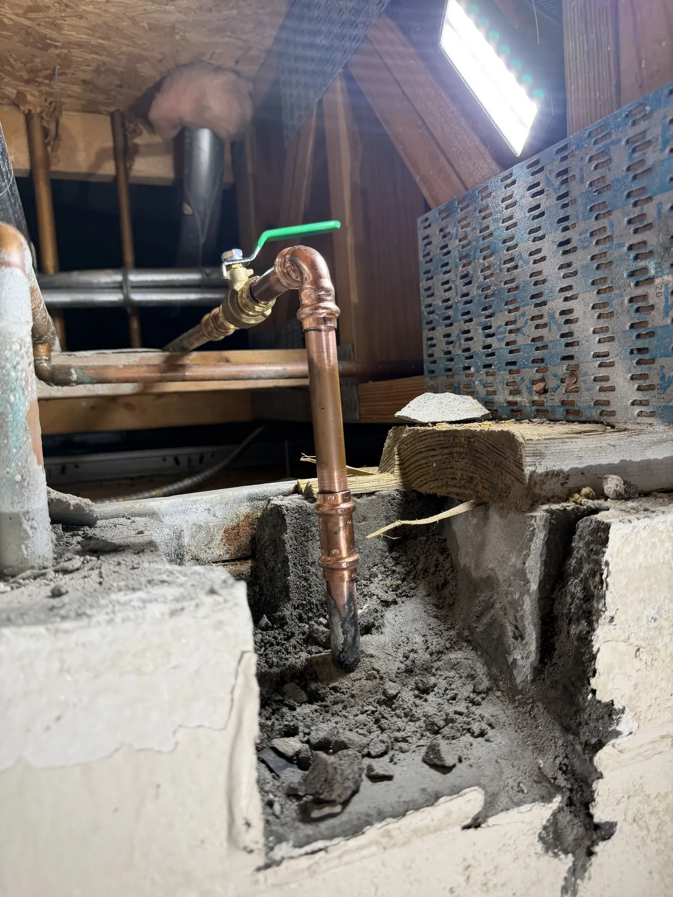 Corroded pipework replaced during an emergency commercial leak repair.
